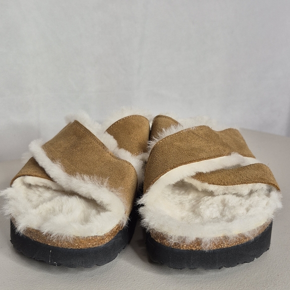 Papillio by Birkenstock Daytona Shearling Lined Platform Leather Sandal - Sz 10 - Picture 7 of 15